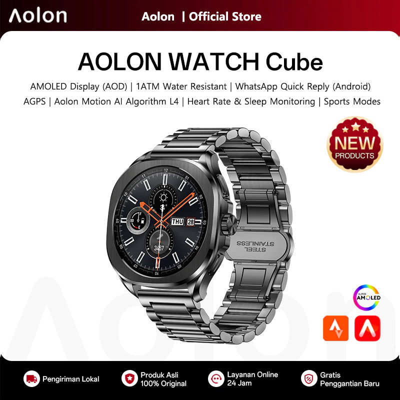 Android Smartwatch Accessories - Aolon Cube Smartwatch con Schermo AMOLED